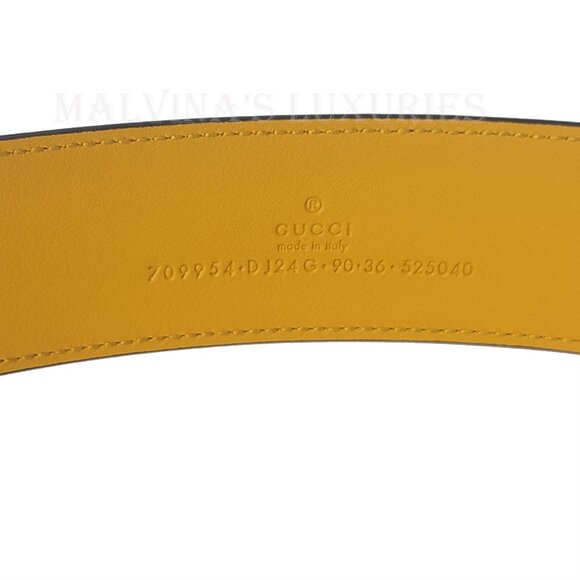 GUCCI BELT 709954 G LOGO BUCKLE TWO TONE LEATHER NEW - Picture 12 of 14